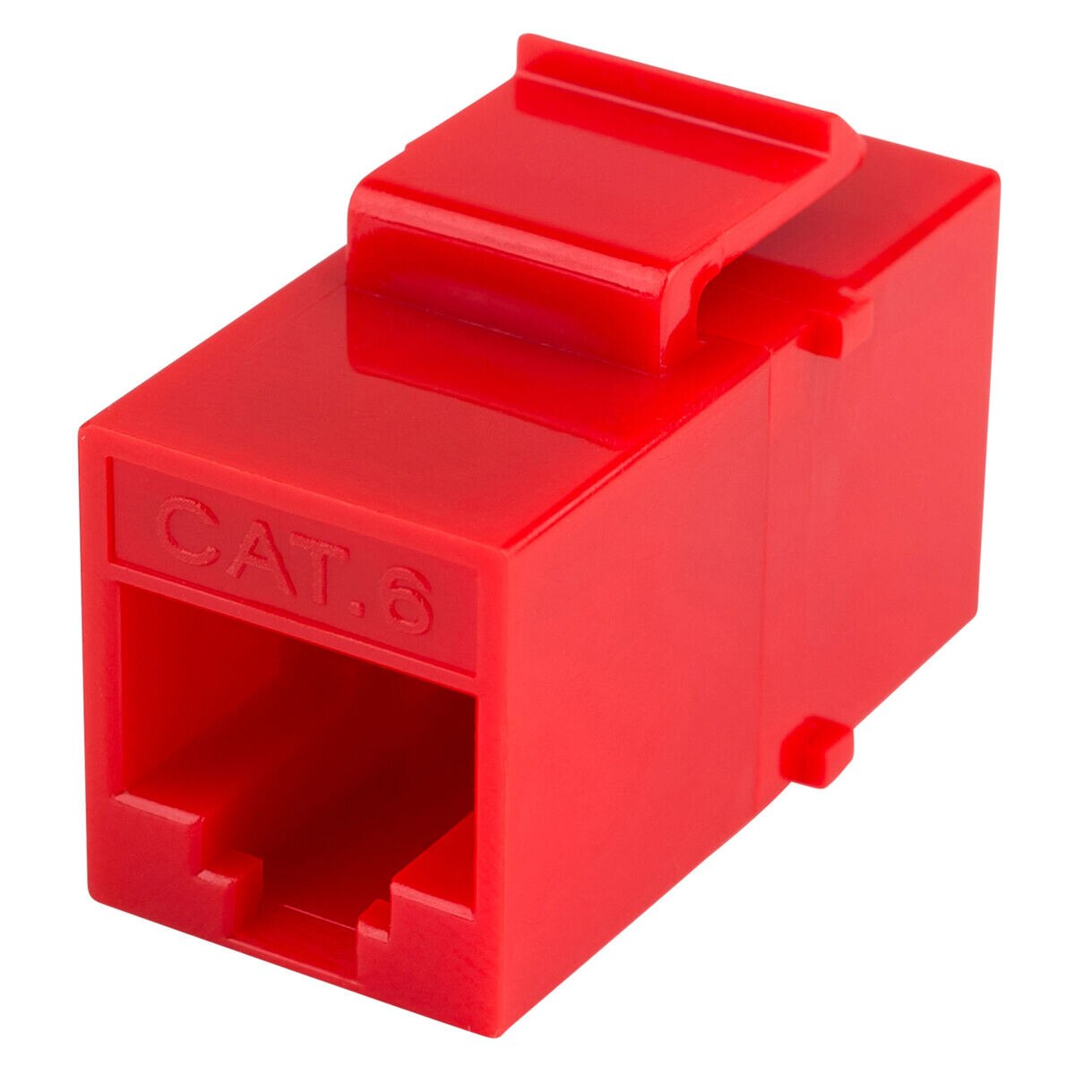 Cat 6 RJ45 Inline Coupler with Keystone Latch Red